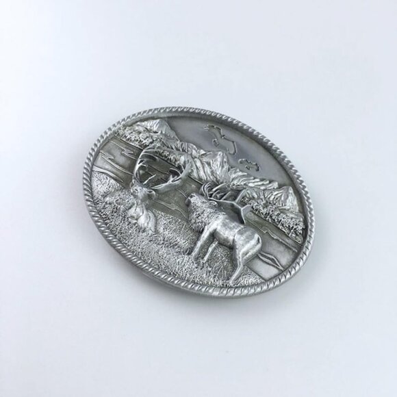 Men's Metallic Vintage Native American Vintage Style Deer Oval Belt Buckle - Picture 6 of 8